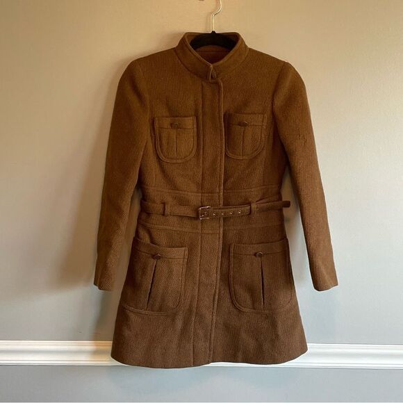 Vintage Ladybug 100% wool coat brown size 5 juniors women’s 1960s jacket belted - Picture 1 of 13